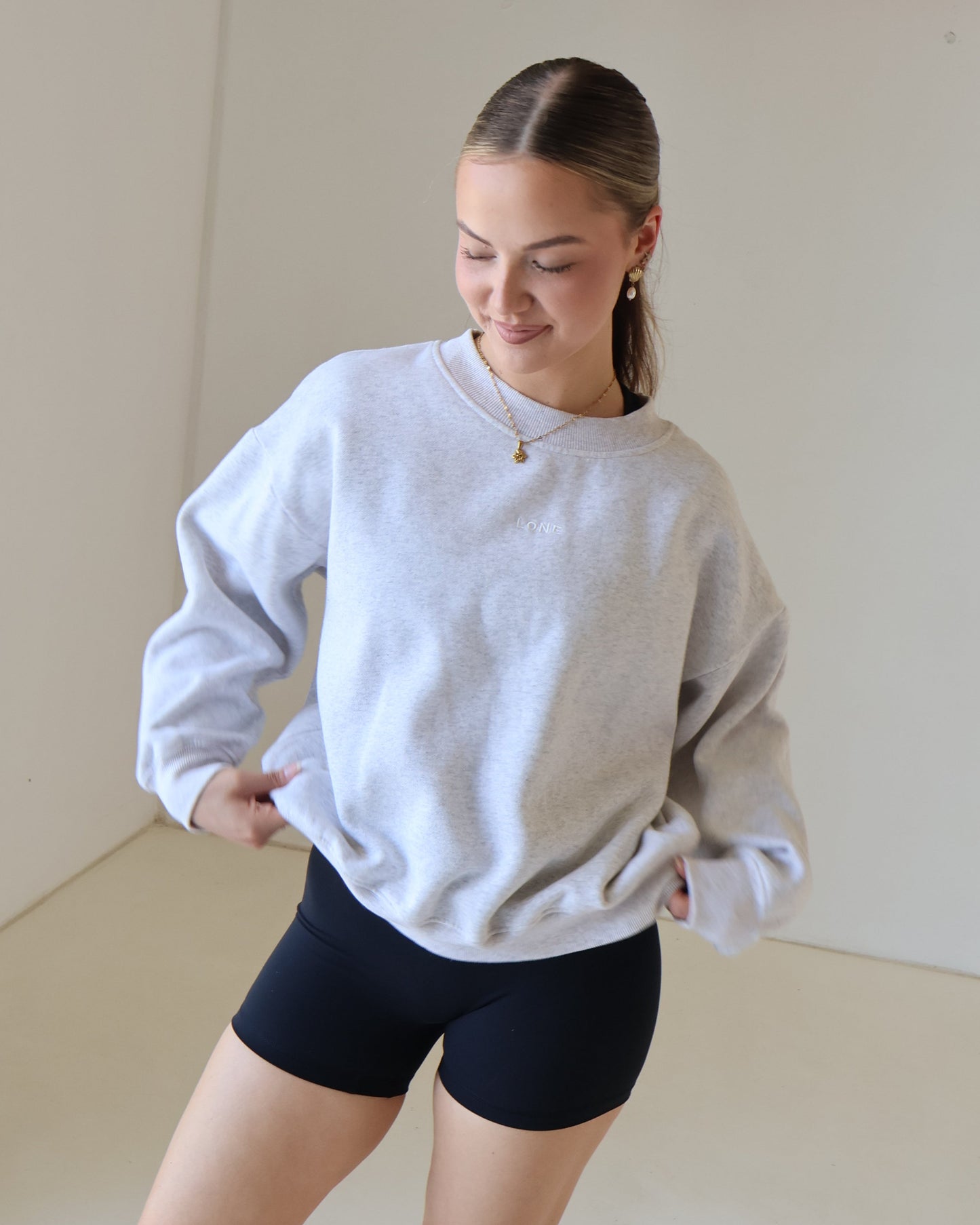 Crew Neck Jumper - Snow Grey
