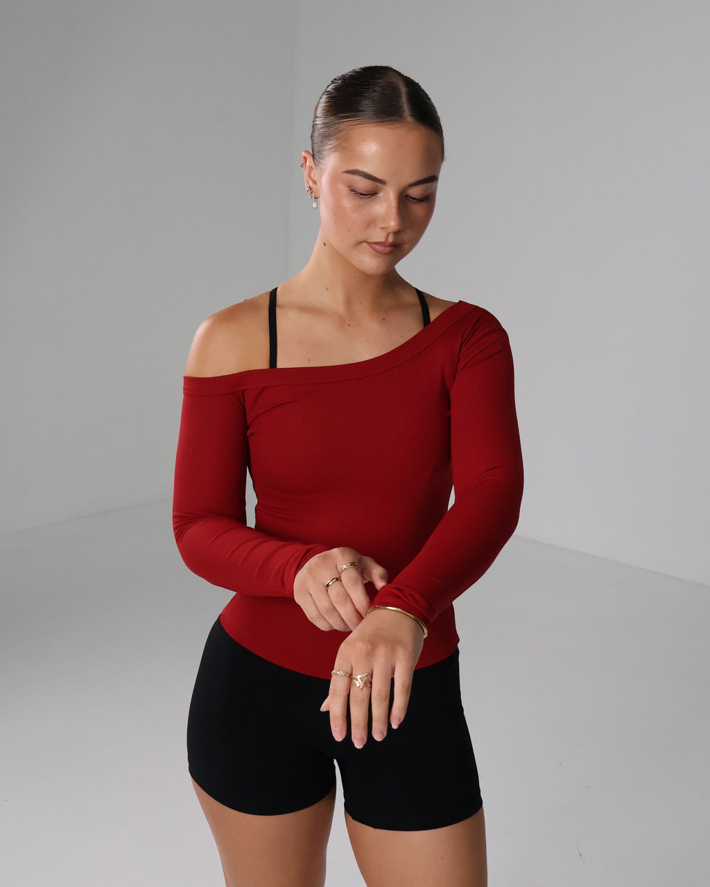 Boat Neck Long Sleeve | Cherry Red