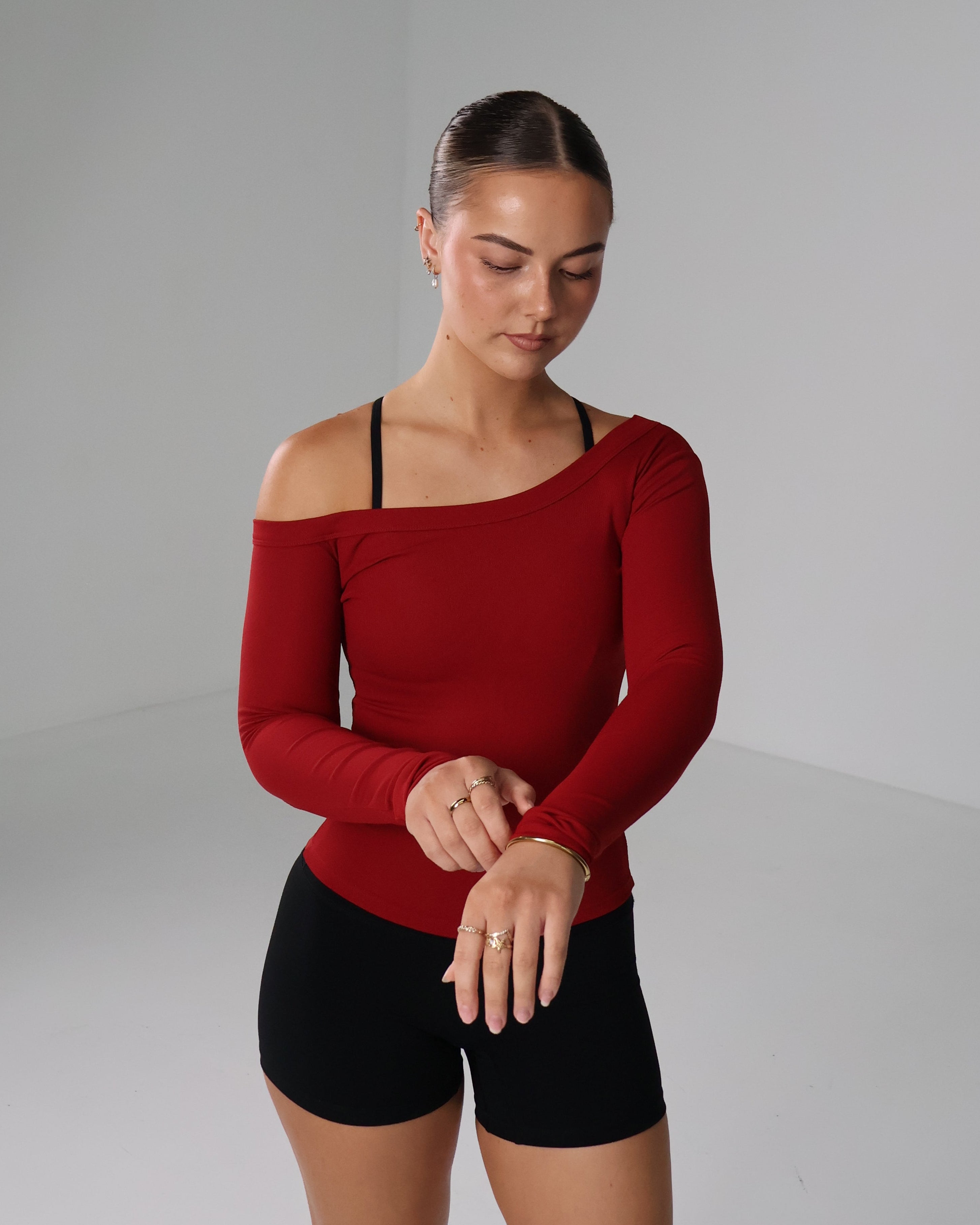Boat Neck Long Sleeve | Cherry Red