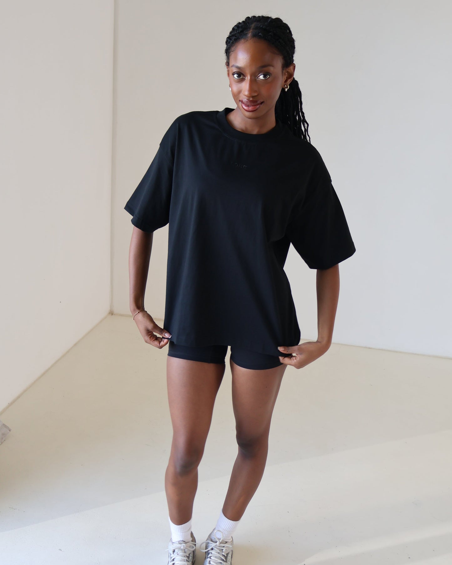 Oversized Boxy Track Tee - Black