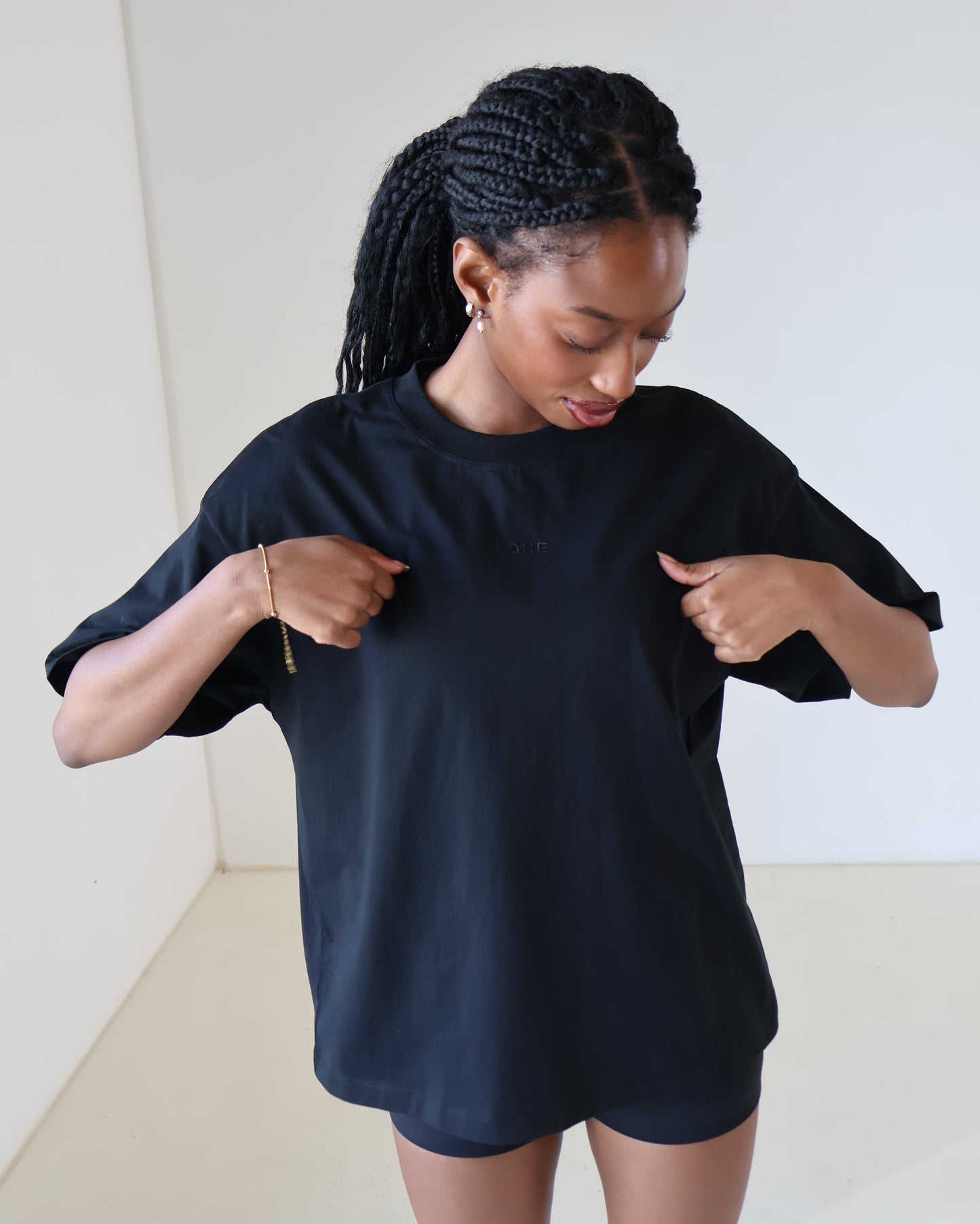 Oversized Boxy Track Tee - Black