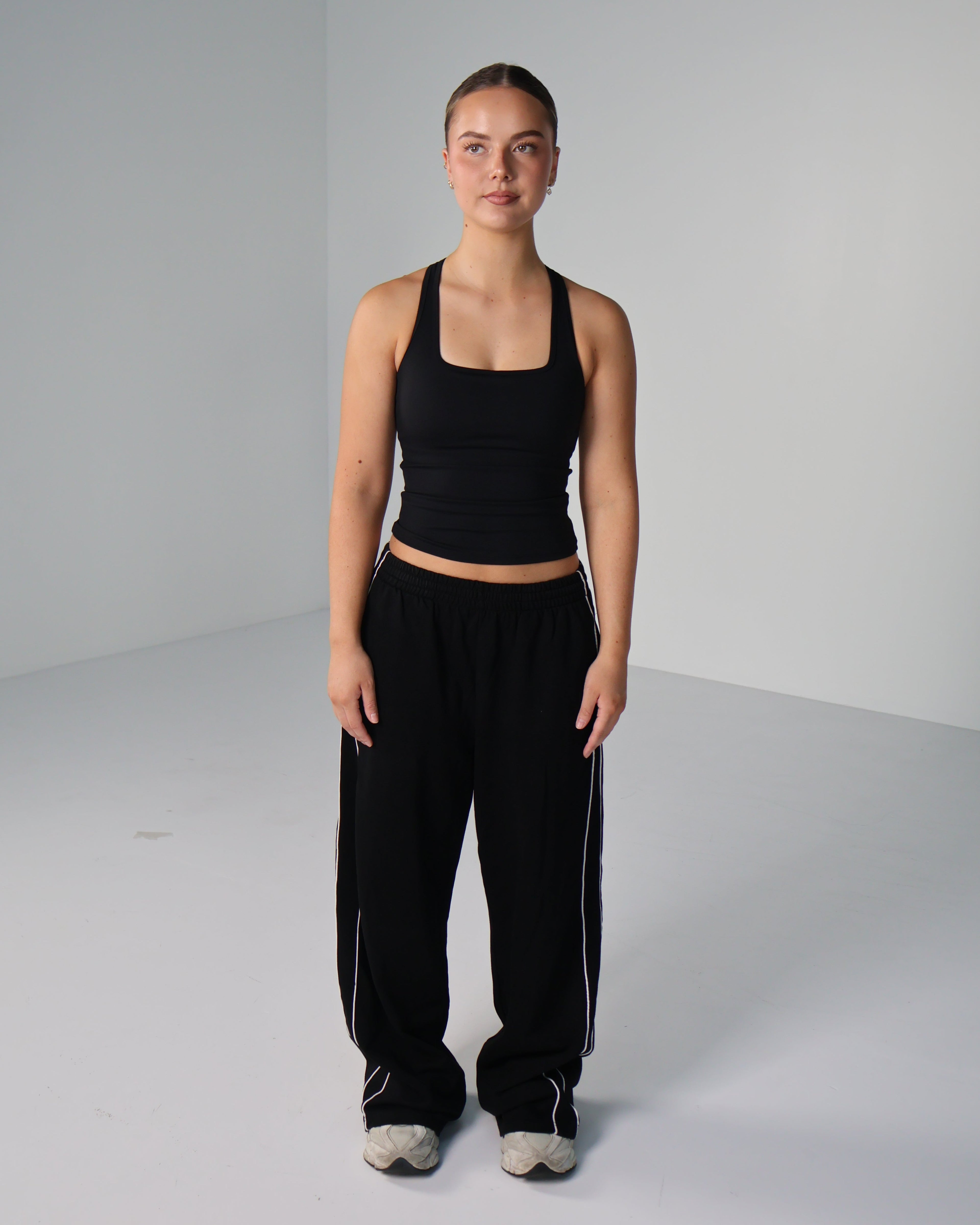 Wide Leg Trackpants | Black