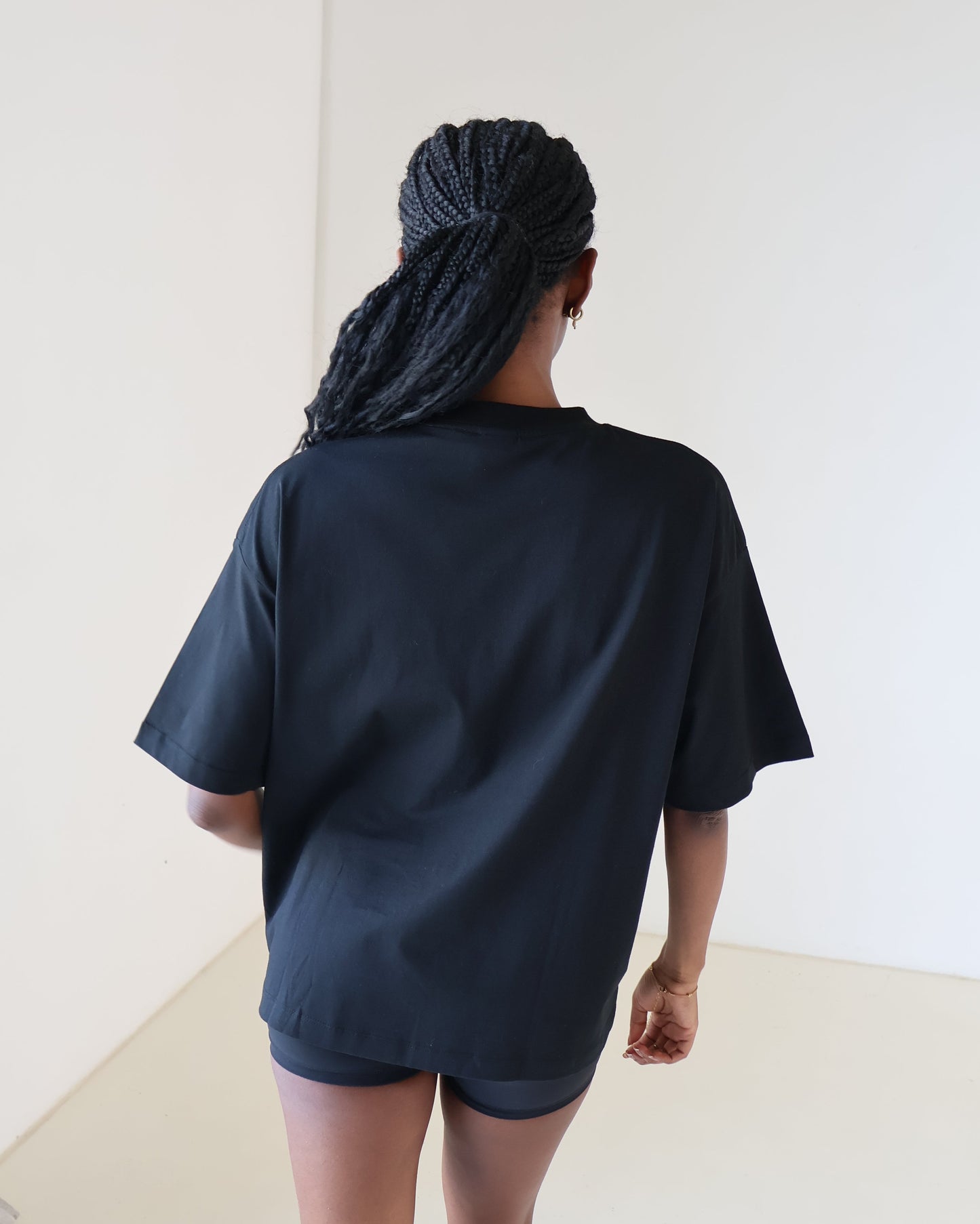 Oversized Boxy Track Tee - Black