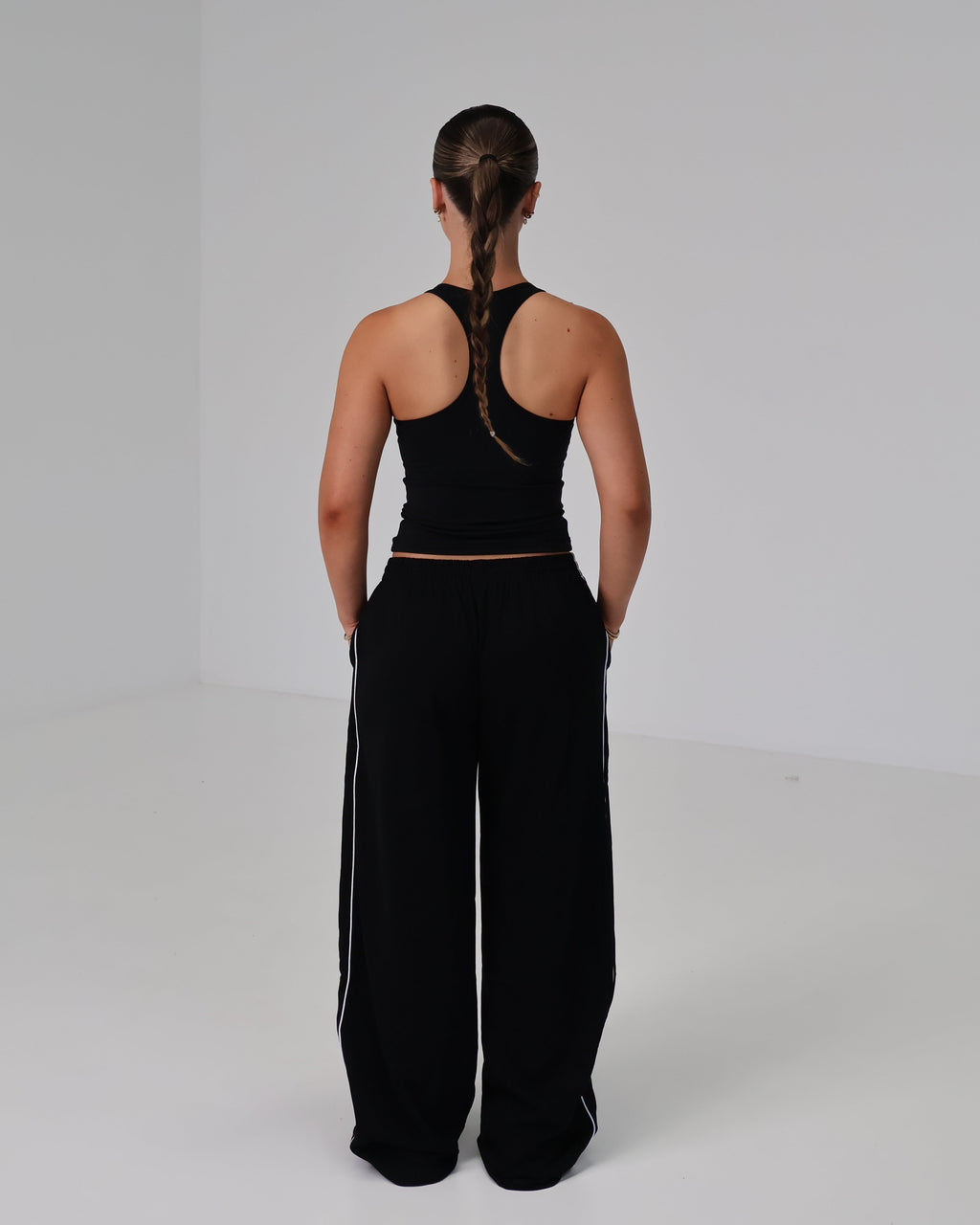 Wide Leg Trackpants | Black