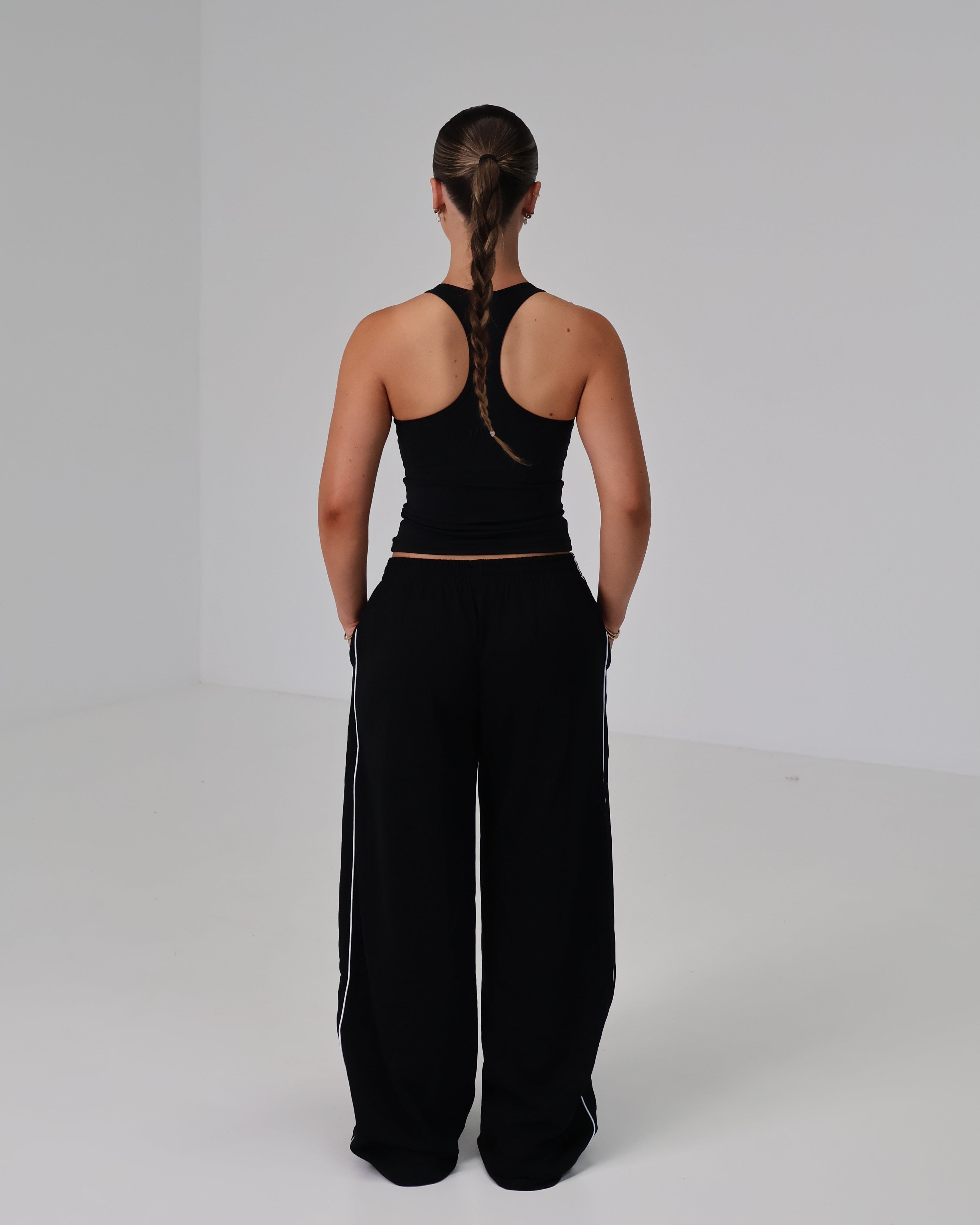 Wide Leg Trackpants | Black