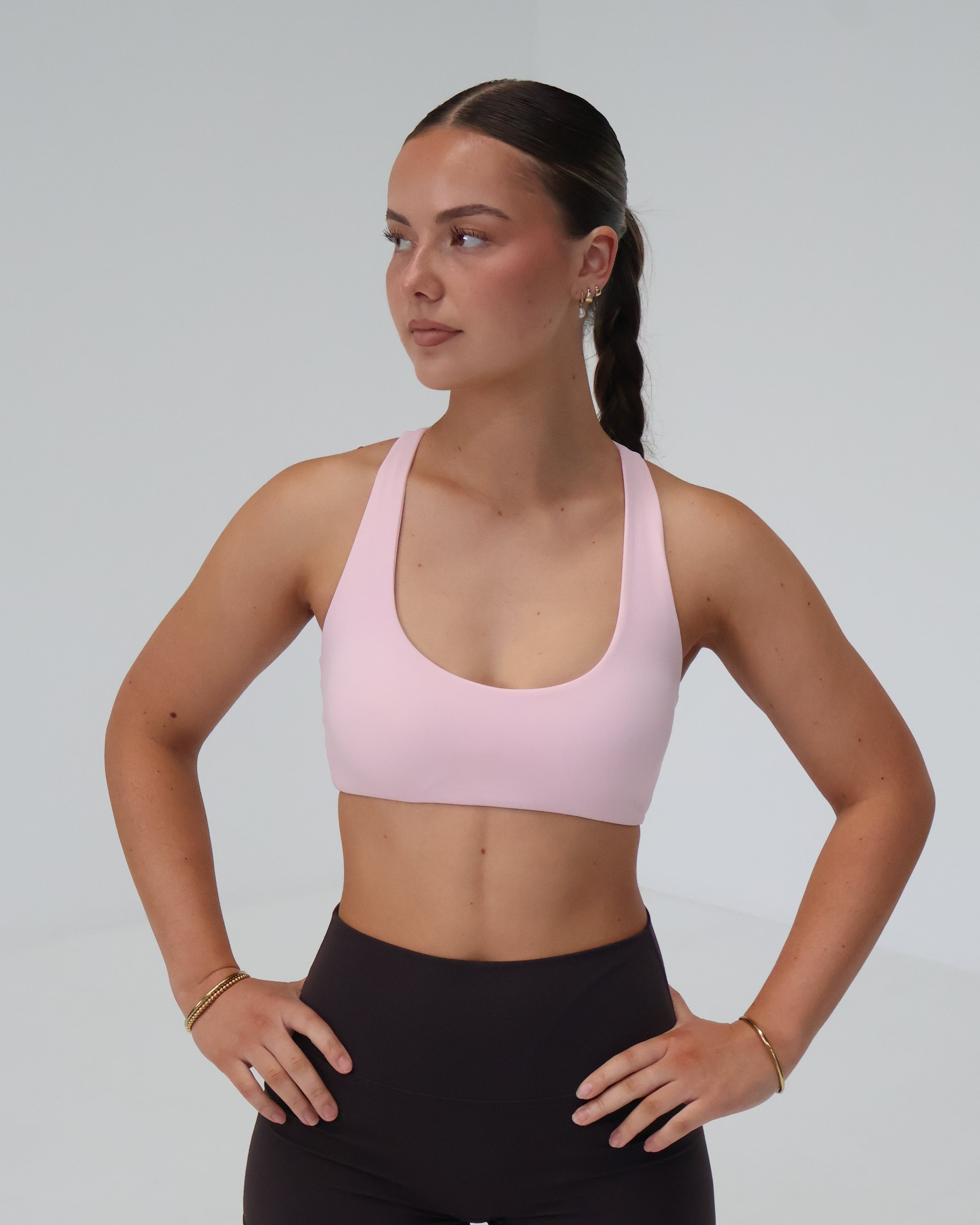 Racer Sports Bra | Baby Pink