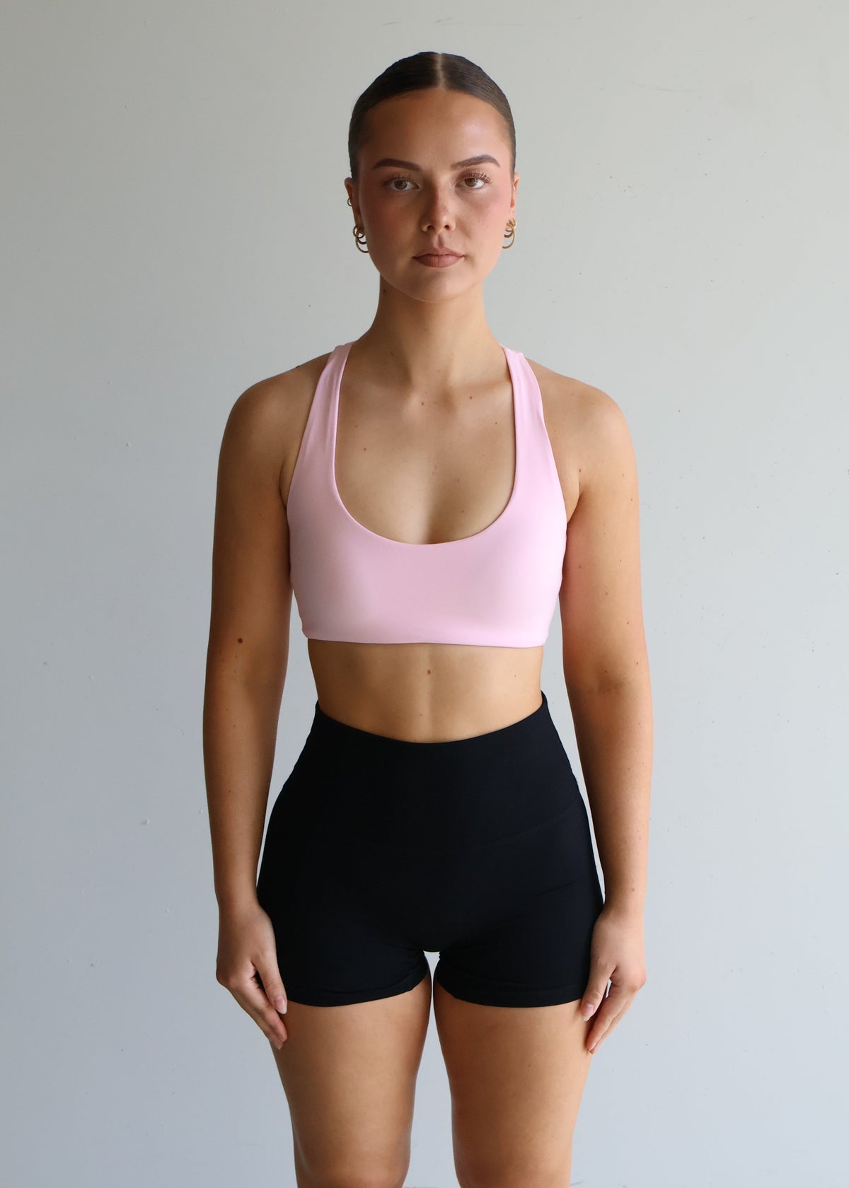 Racer Sports Bra | Baby Pink