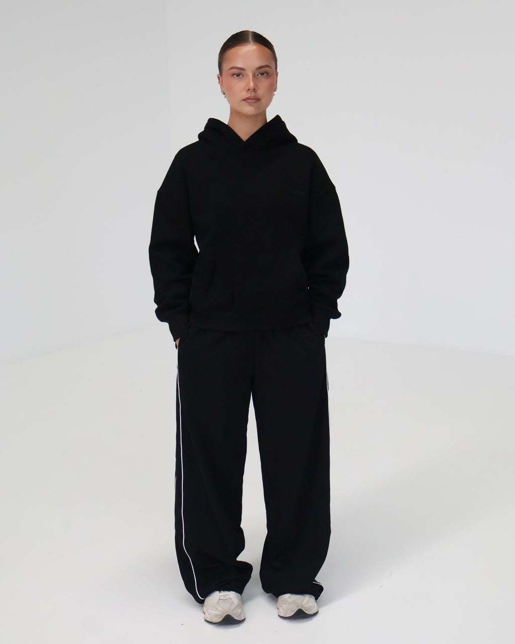 Wide Leg Trackpants | Black