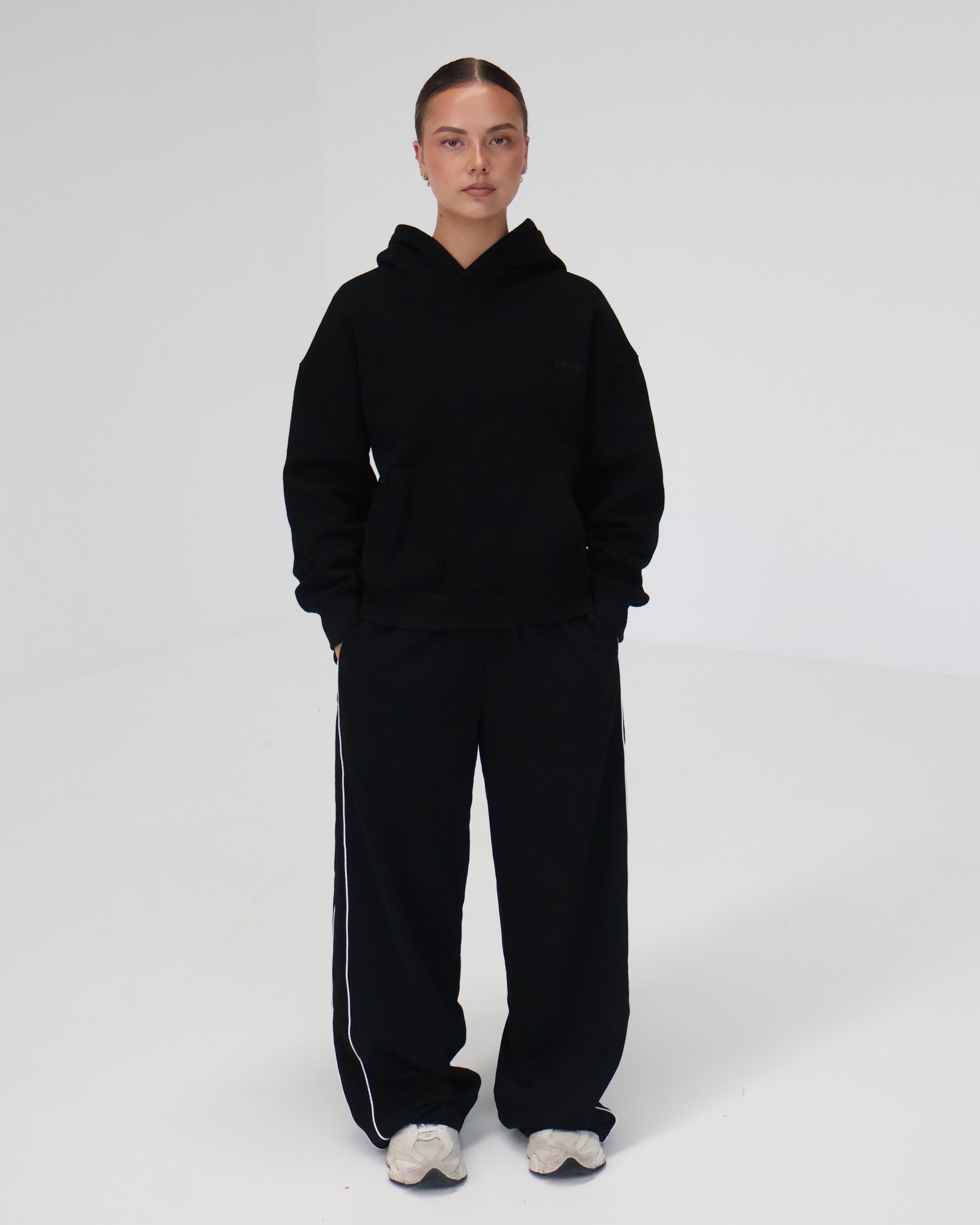 Wide Leg Trackpants | Black