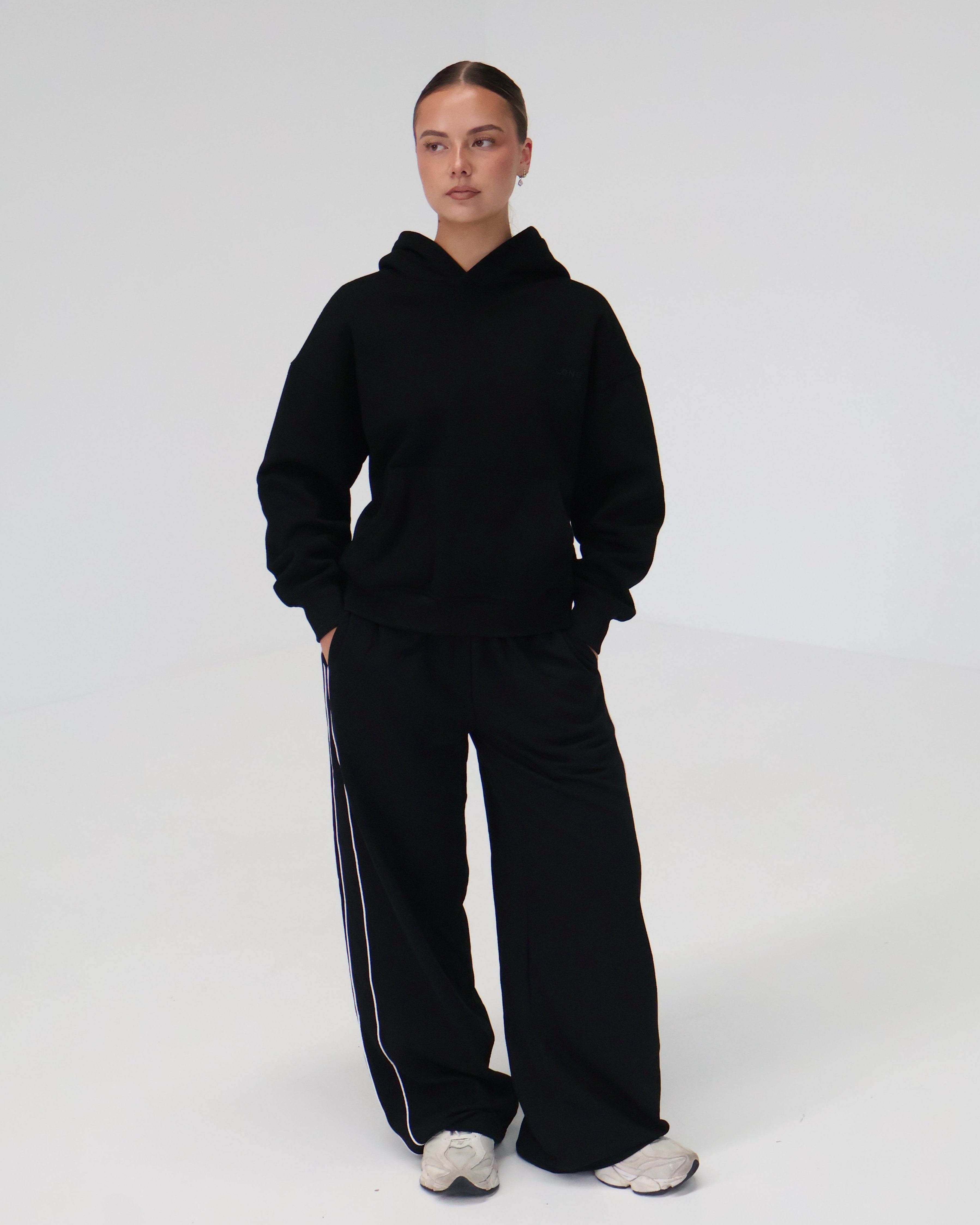 Wide Leg Trackpants | Black