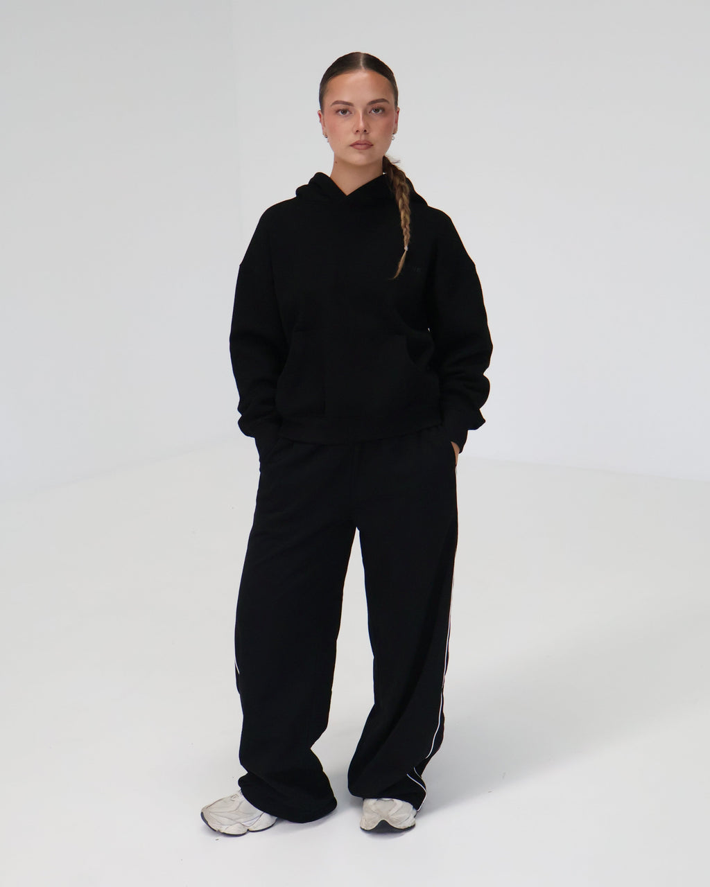 Wide Leg Trackpants | Black
