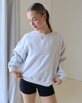 Crew Neck Jumper | Snow Grey