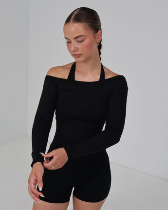 Boat Neck Long Sleeve | Black